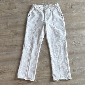 Abercrombie & Fitch The Baggy Mid Rise White Denim Waist 28 Size 4